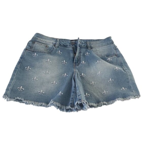 Earl Jeans Pants - NEW EARL JEANS FRONT EMBROIDERED CUT OFF SHORTS SZ 10